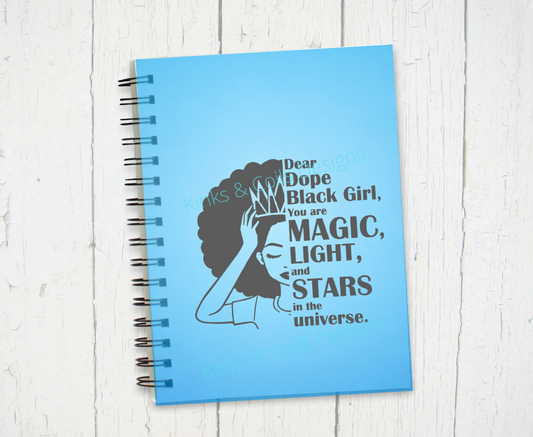 Dear Black Girl Blue Spiral Notebook