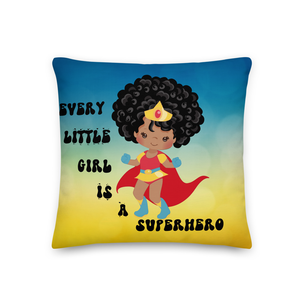 Girl Superhero Blue Pillow