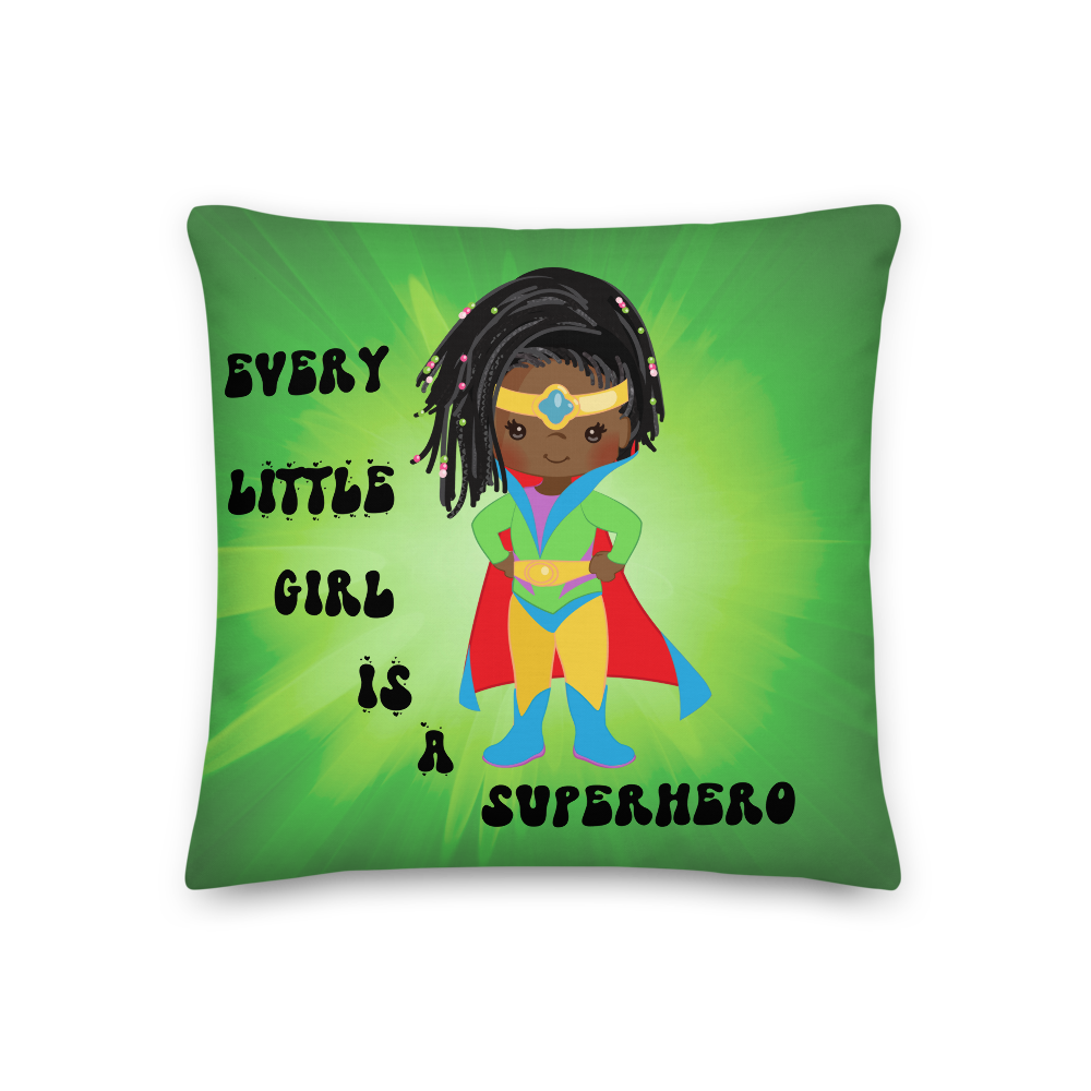 Girl Superhero Green Pillow