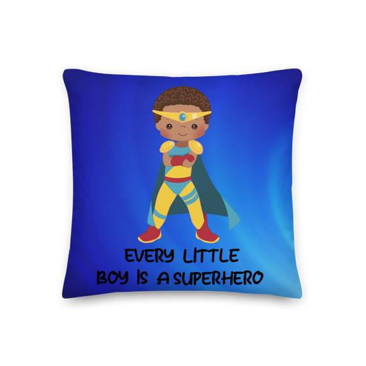 Boy Superhero Dark Blue Pillow