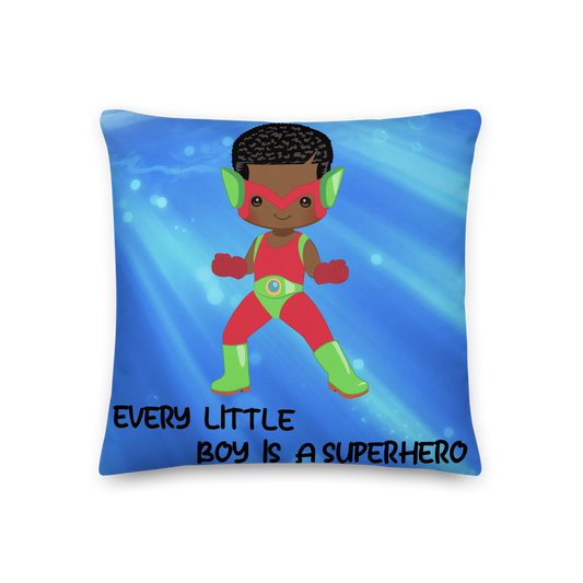 Boy Superhero Blue Pillow