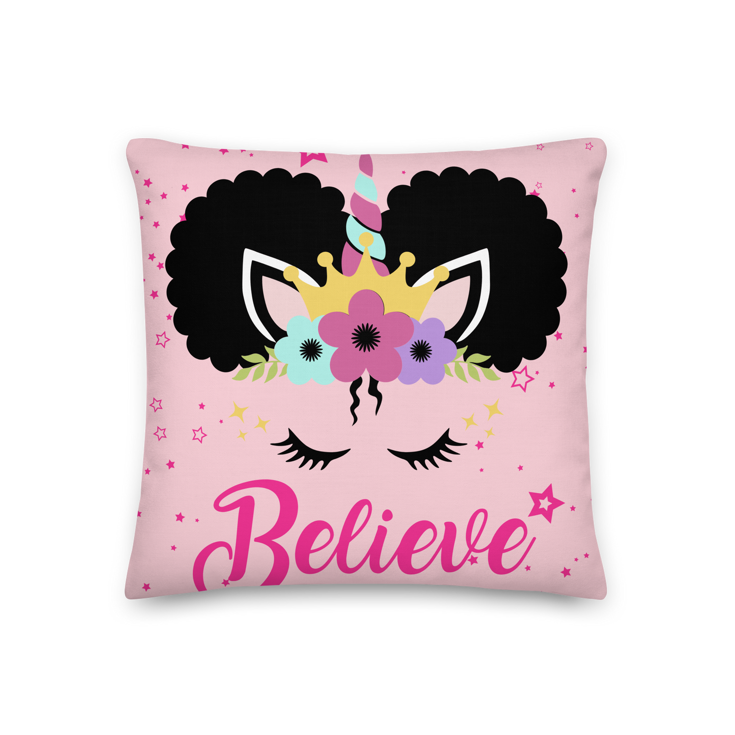 Afro Unicorn Believe Pillow